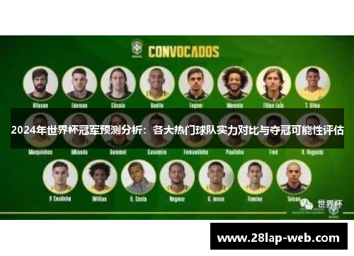 2024年世界杯冠军预测分析：各大热门球队实力对比与夺冠可能性评估